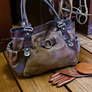 RAW Leather Rustic Ranch Bag Durabe Soft Pebbled leather Antique Brass